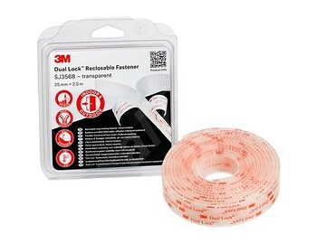 3M samolepiaci suchý zips Dual-Lock SJ356B, transparentný, 25 mm x 2,5 m v blistri 3M samolepiaci suchý zips Dual-Lock SJ356B, transparentný, 25 mm x 2,5 m v blistri