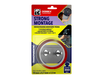 Obojstranná montážna páska STRONG MONTAGE 19 mm x 0,7 mm, dĺžka 2,5 m transparentná Obojstranná montážna páska STRONG MONTAGE 19 mm x 0,7 mm, dĺžka 2,5 m transparentná